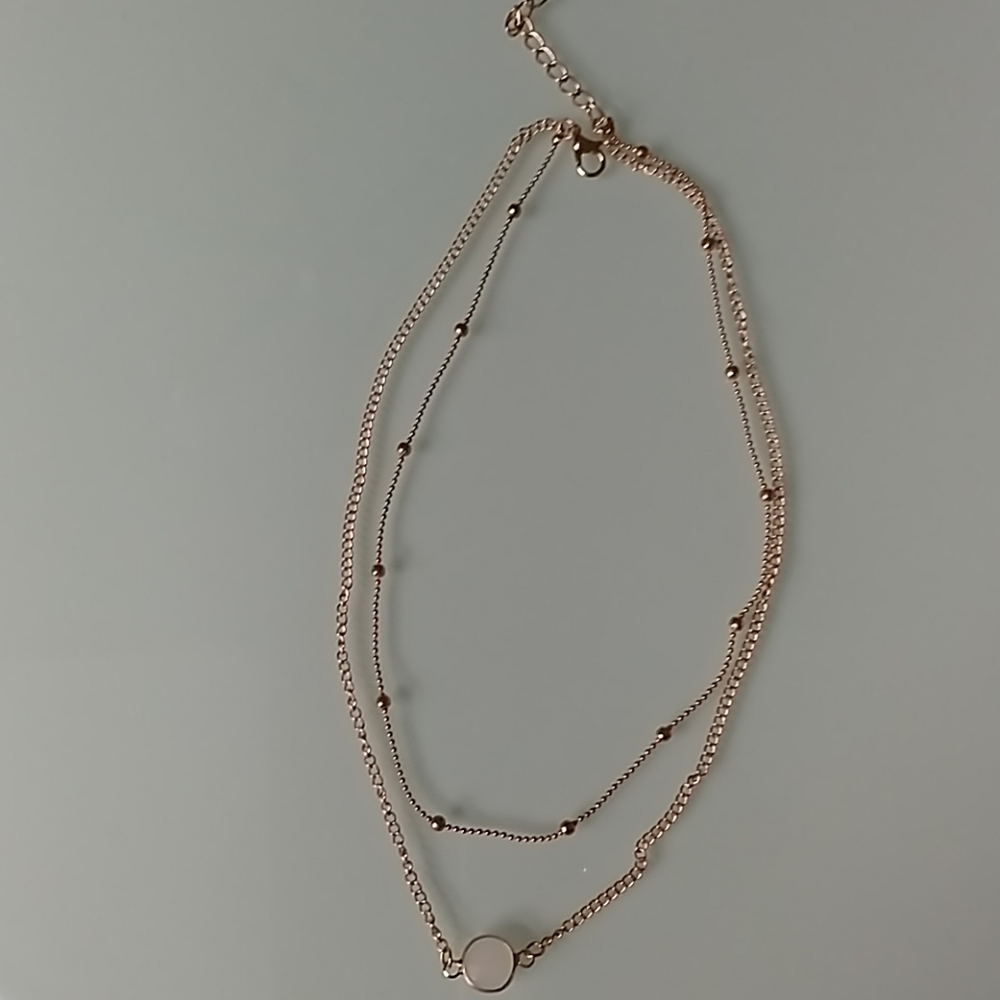 Ladies layered necklace, gold tone